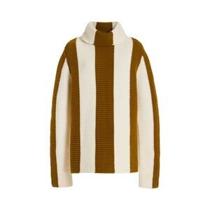 Yaitte Mast Striped Brown Wool Turtleneck Sweater Size XS